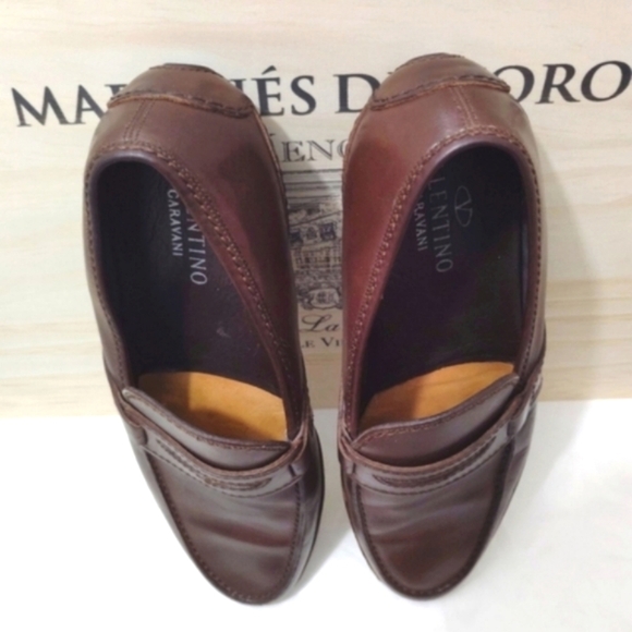 Valentino Garavani Shoes Italian Leather Loafers Brown With Dust Bag US 8 EU 41 - Picture 13 of 16